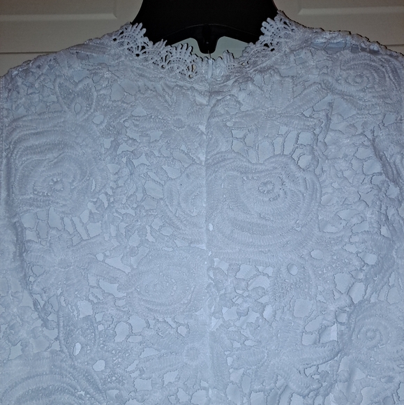 Lace mock neck sleeveless blouse white size XS summer top - Picture 10 of 10